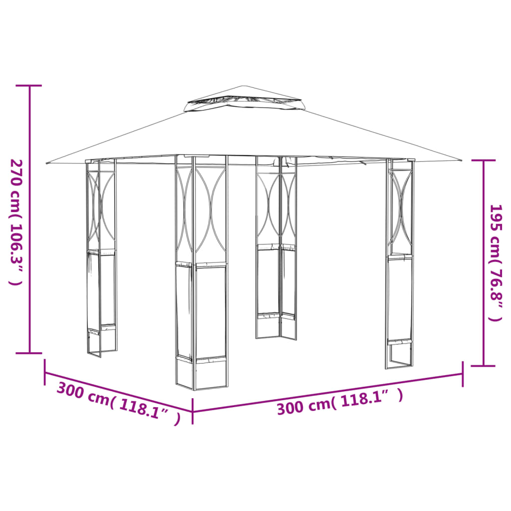 vidaXL Gazebo Outdoor Patio Sun Shelter Canopy with Roof Anthracite Steel-4