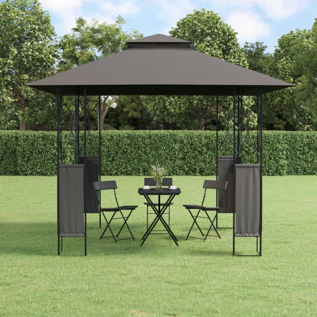 vidaXL Gazebo Outdoor Patio Sun Shelter Canopy with Roof Anthracite Steel-2