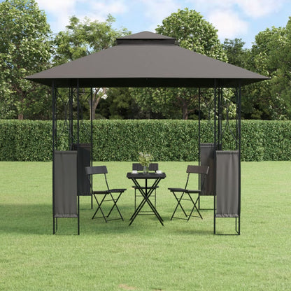 vidaXL Gazebo Outdoor Patio Sun Shelter Canopy with Roof Anthracite Steel-2
