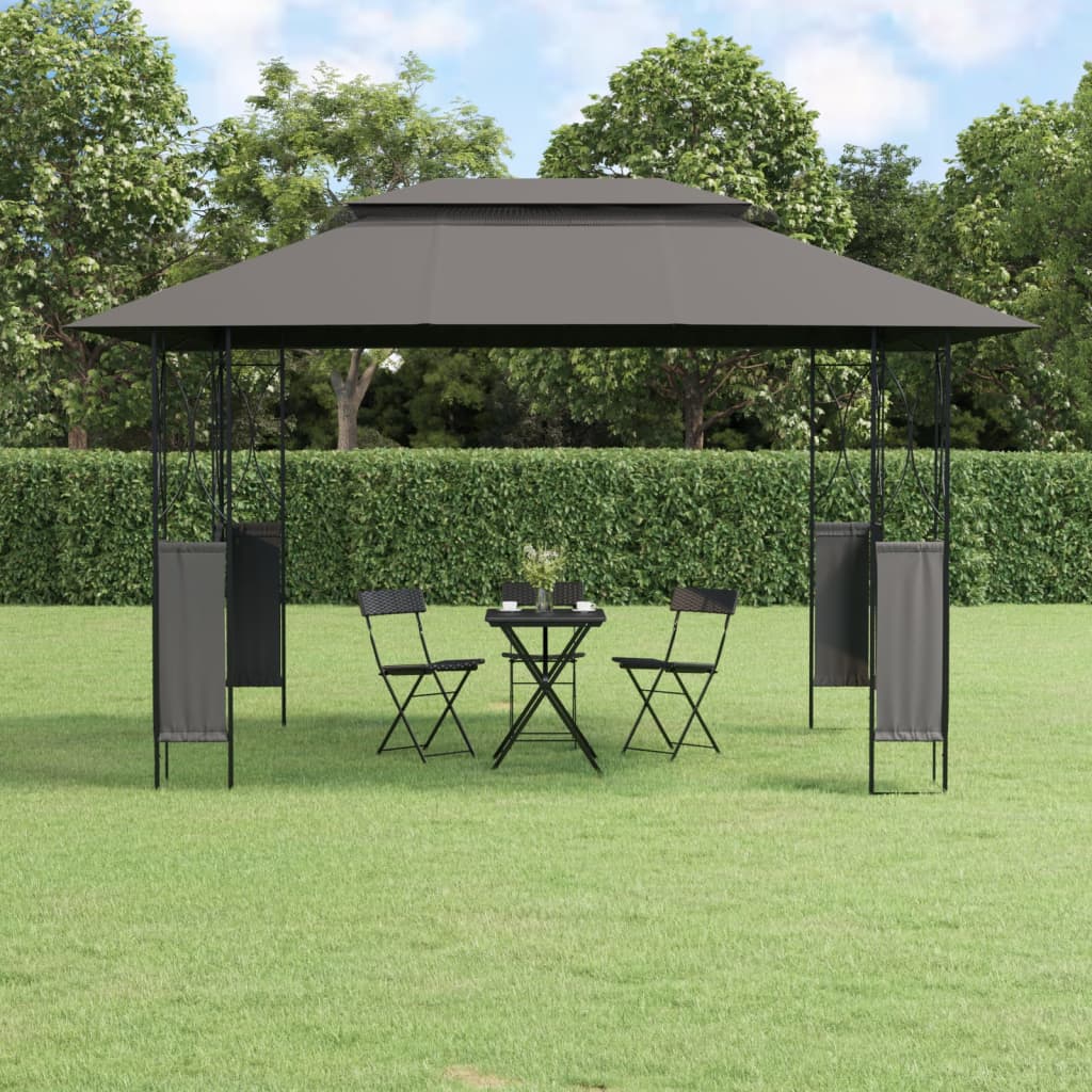vidaXL Gazebo Outdoor Patio Sun Shelter Canopy with Roof Anthracite Steel-5