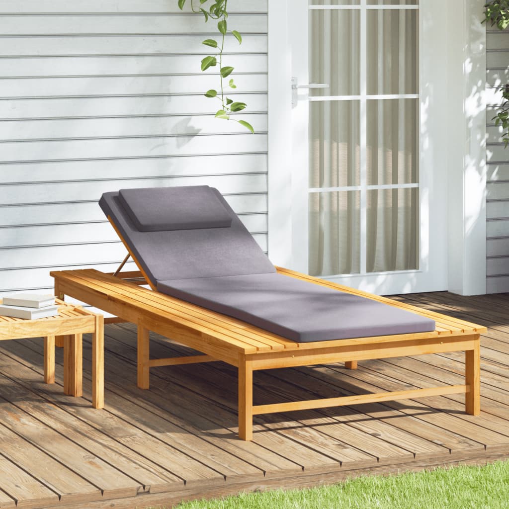 vidaXL Sun Lounger Outdoor Chair with Cushion and Pillow Solid Wood Acacia-5