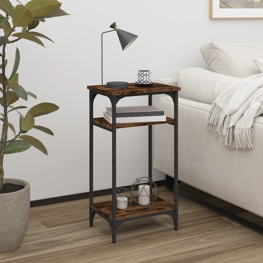 vidaXL Side Table Smoked Oak 15.7"x11.8"x29.5" Engineered Wood-4