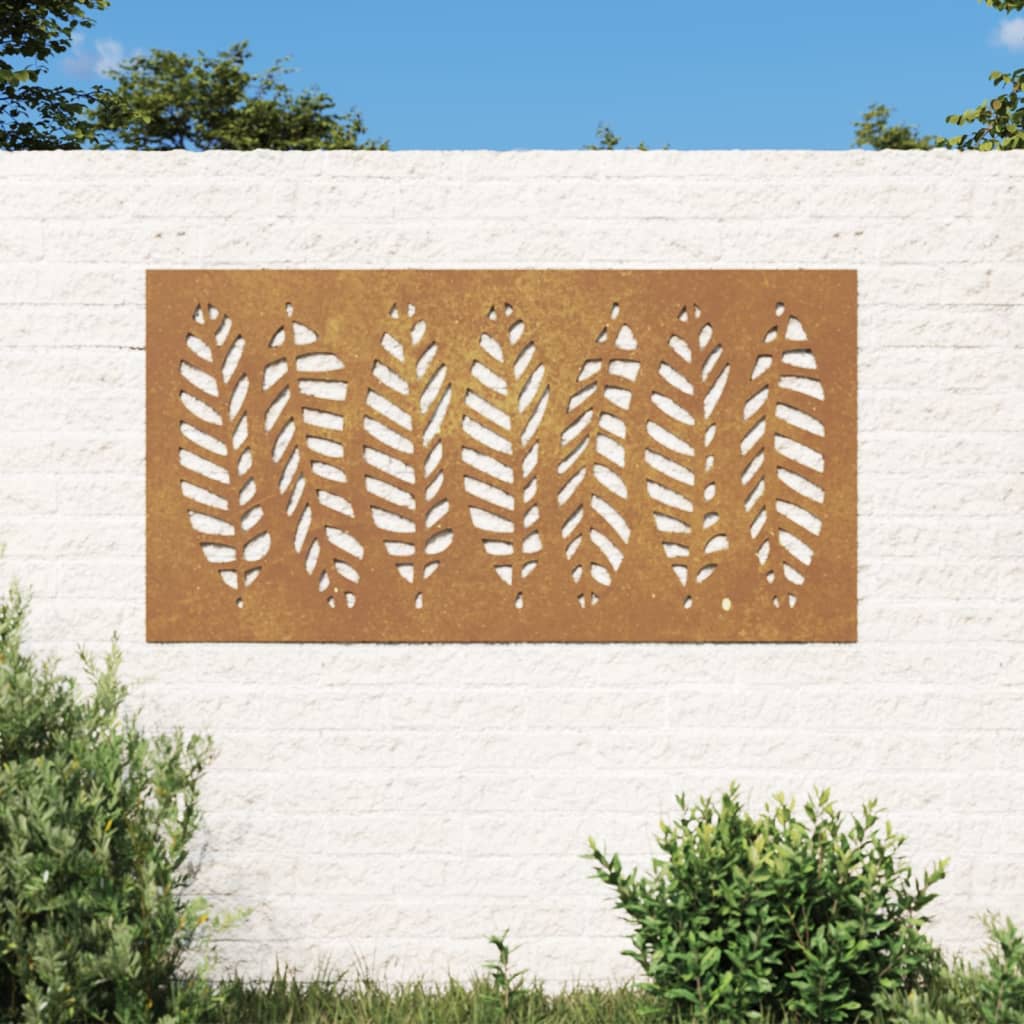 vidaXL Patio Wall Decoration 41.3"x21.7" Corten Steel Leaf Design-0