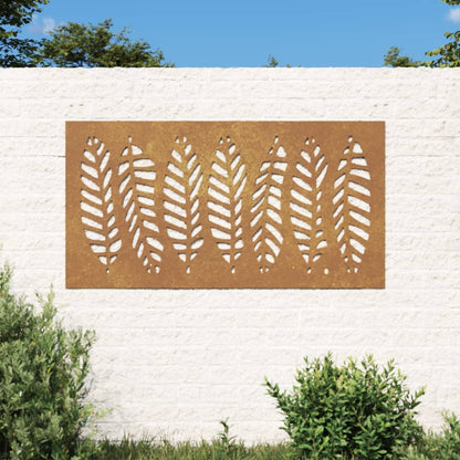vidaXL Patio Wall Decoration 41.3"x21.7" Corten Steel Leaf Design-0