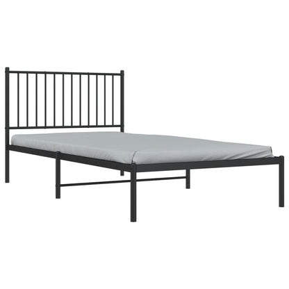 vidaXL Metal Bed Frame with Headboard Black 39.4"x78.7"-2