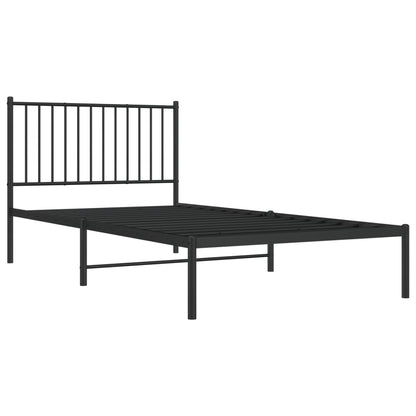 vidaXL Metal Bed Frame with Headboard Black 39.4"x78.7"-3