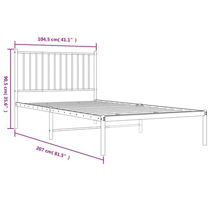 vidaXL Metal Bed Frame with Headboard Black 39.4"x78.7"-1