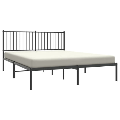 vidaXL Metal Bed Frame with Headboard Black 59.8"x78.7"-1