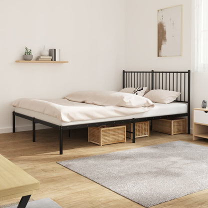 vidaXL Metal Bed Frame with Headboard Black 59.8"x78.7"-0