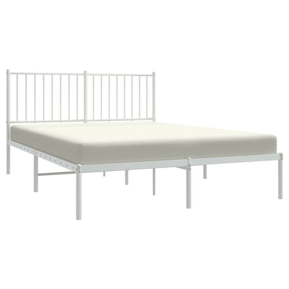 vidaXL Metal Bed Frame with Headboard White 53.9"x74.8" Full-2