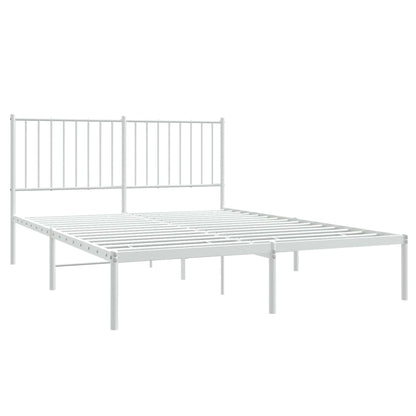 vidaXL Metal Bed Frame with Headboard White 53.9"x74.8" Full-3