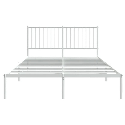 vidaXL Metal Bed Frame with Headboard White 53.9"x74.8" Full-4