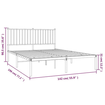 vidaXL Metal Bed Frame with Headboard White 53.9"x74.8" Full-1