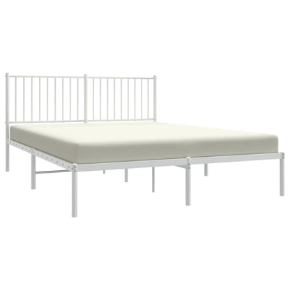 vidaXL Metal Bed Frame with Headboard White 59.8"x78.7"-2