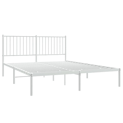 vidaXL Metal Bed Frame with Headboard White 59.8"x78.7"-3