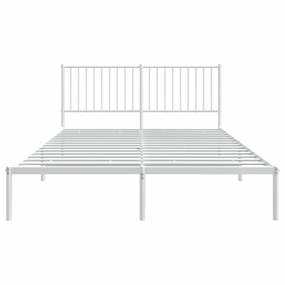 vidaXL Metal Bed Frame with Headboard White 59.8"x78.7"-4