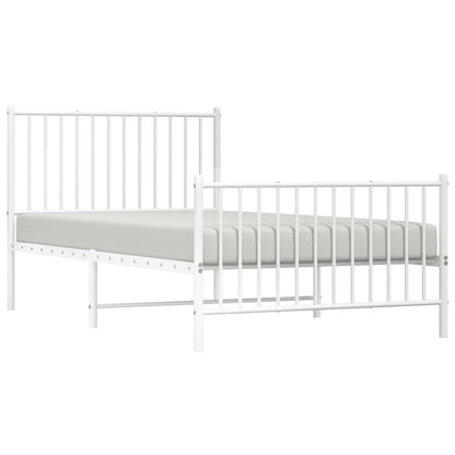 vidaXL Metal Bed Frame with Headboard and Footboard White 39.4"x74.8" Twin-2