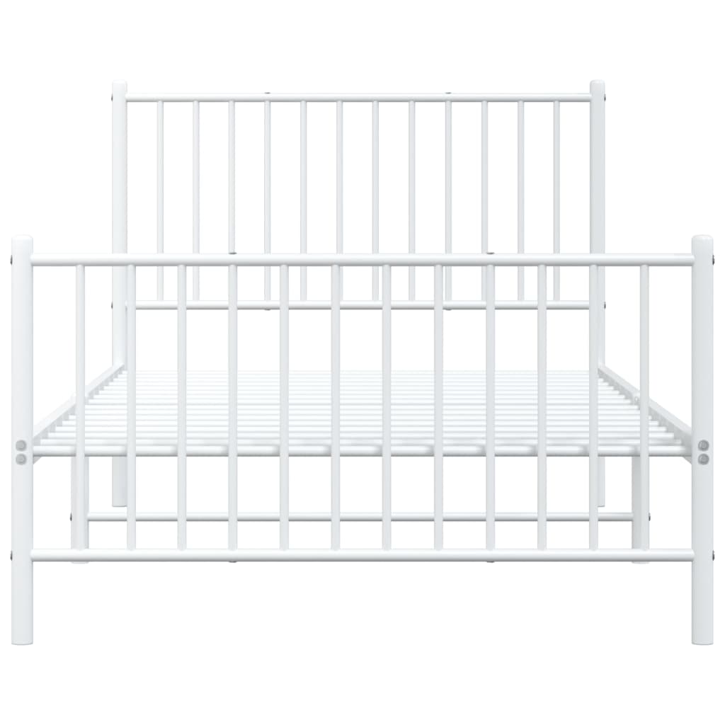 vidaXL Metal Bed Frame with Headboard and Footboard White 39.4"x74.8" Twin-4