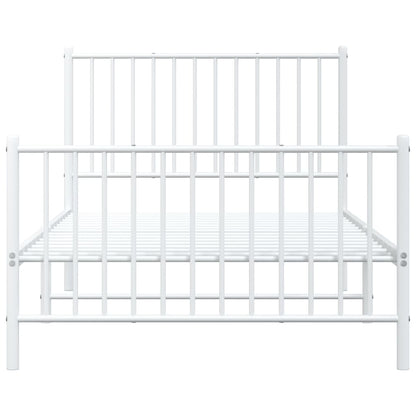 vidaXL Metal Bed Frame with Headboard and Footboard White 39.4"x74.8" Twin-4
