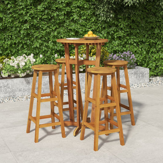 vidaXL 5 Piece Patio Bar Set Solid Wood Acacia-0