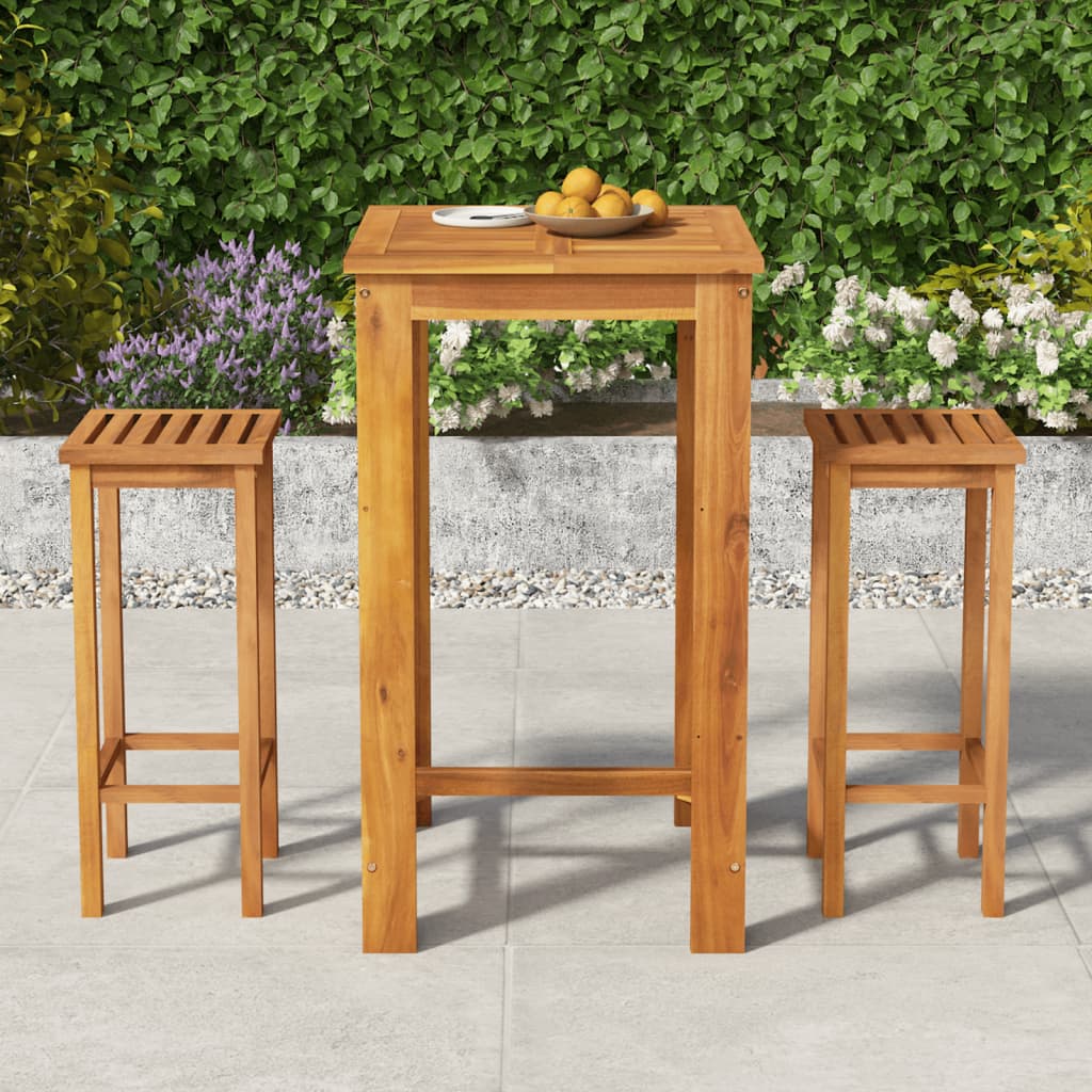 vidaXL 3 Piece Patio Bar Set Solid Wood Acacia-0