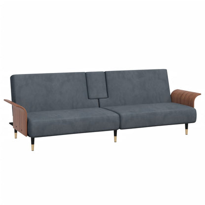 vidaXL Sofa Bed Convertible Sofa Bed with Cup Holders for Living Room Velvet-2
