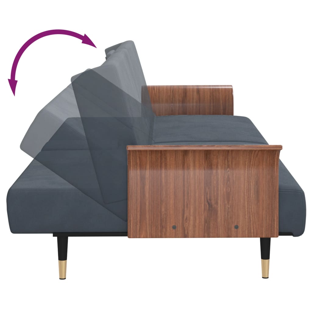 vidaXL Sofa Bed Convertible Sofa Bed with Cup Holders for Living Room Velvet-3