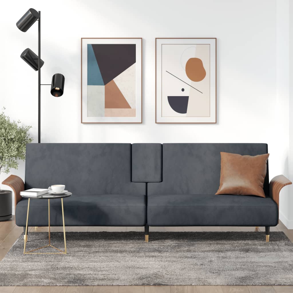 vidaXL Sofa Bed Convertible Sofa Bed with Cup Holders for Living Room Velvet-5