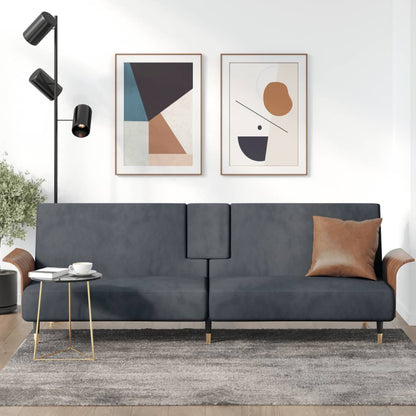 vidaXL Sofa Bed Convertible Sofa Bed with Cup Holders for Living Room Velvet-5