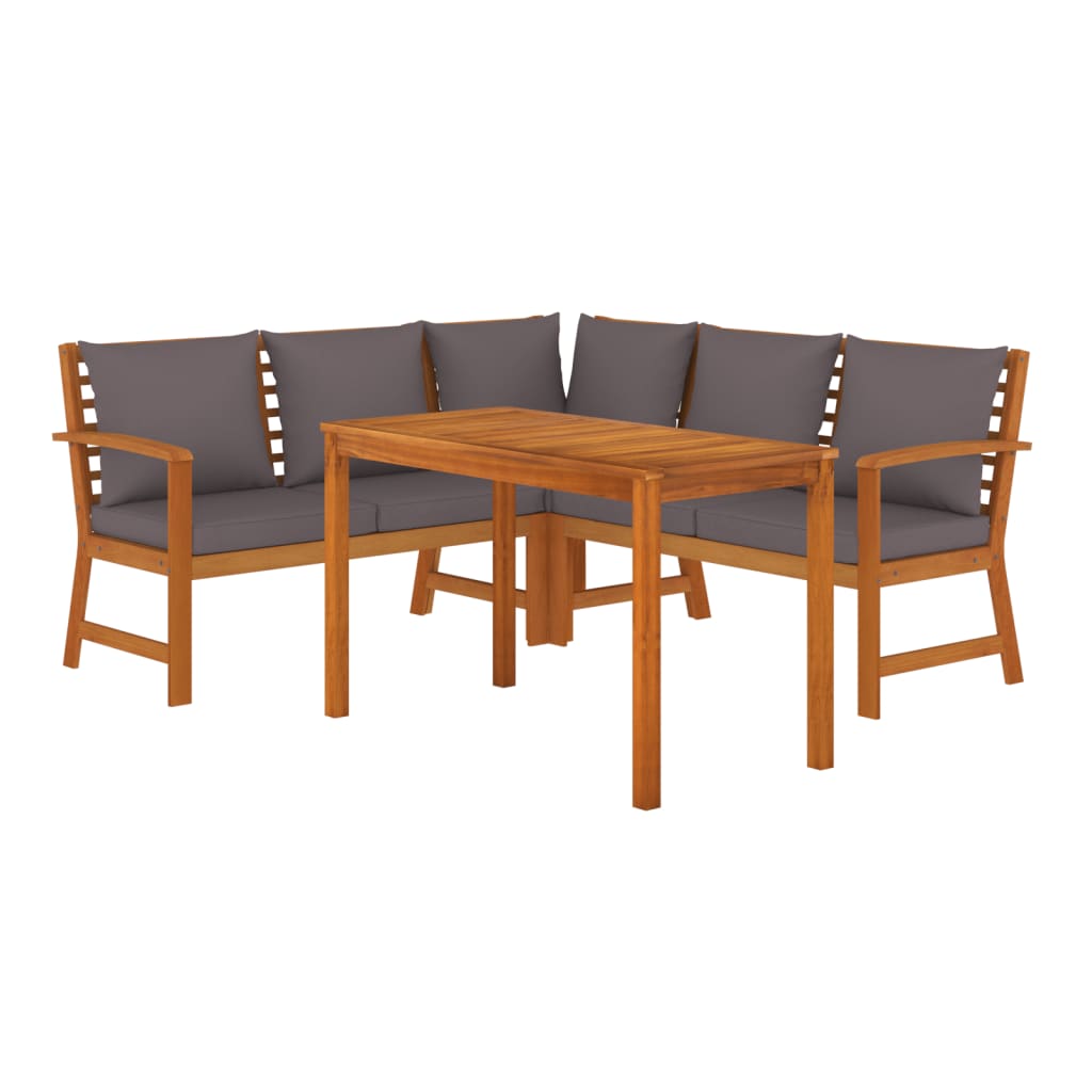 vidaXL 4 Piece Patio Dining Set with Cushions Solid Wood Acacia-1