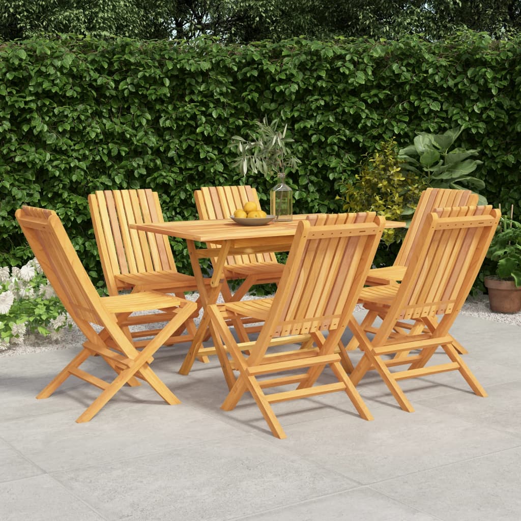 vidaXL 7 Piece Patio Dining Set Solid Wood Teak-0