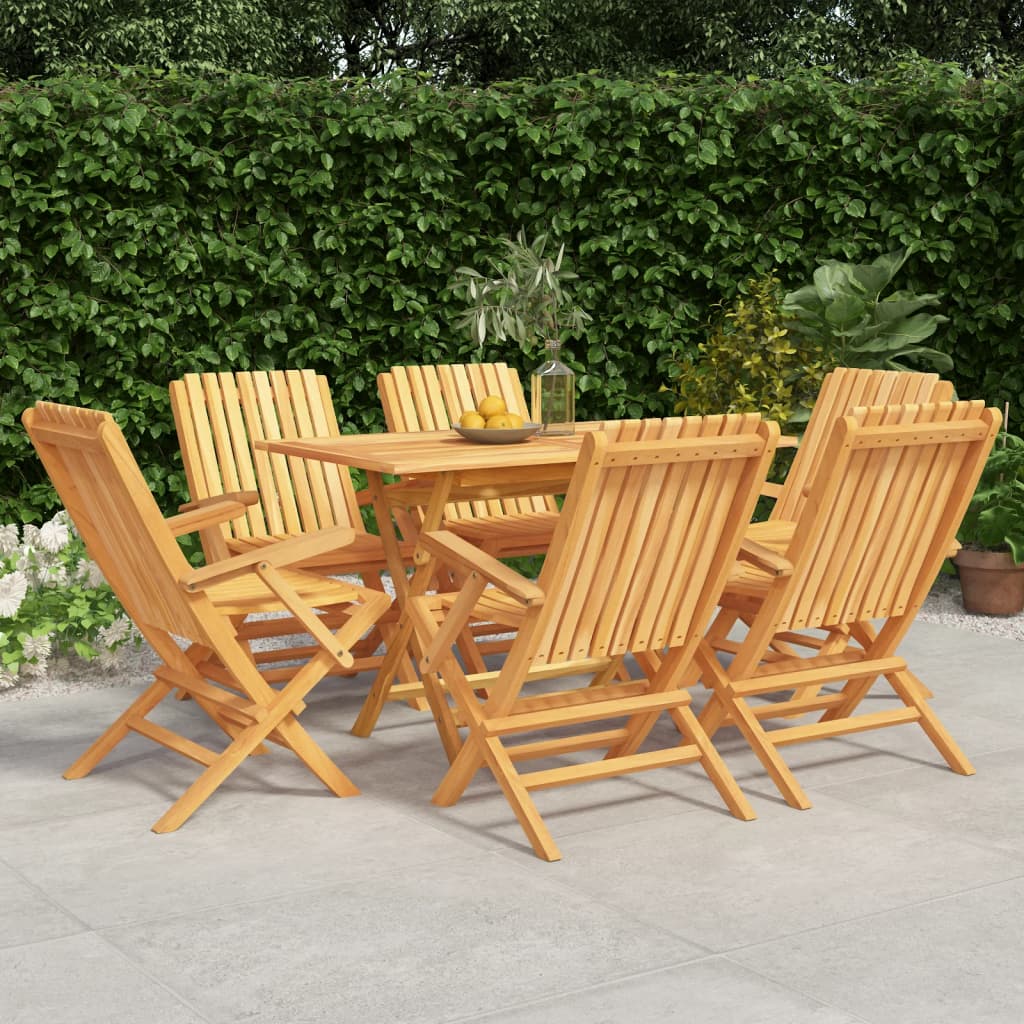 vidaXL 7 Piece Patio Dining Set Solid Wood Teak-0