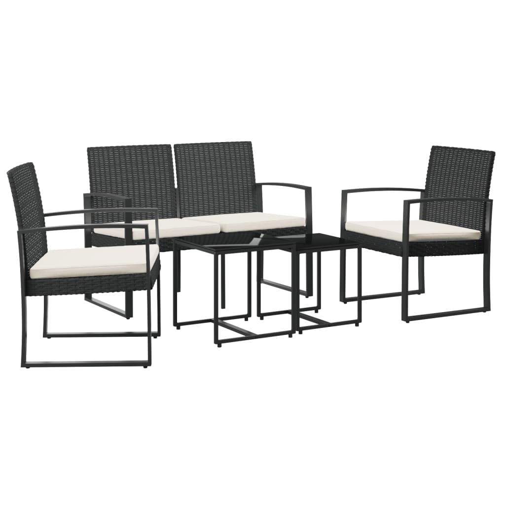 vidaXL Patio Dining Set 5 Pcs Outdoor Table and Chair with Cushions PP Rattan-0