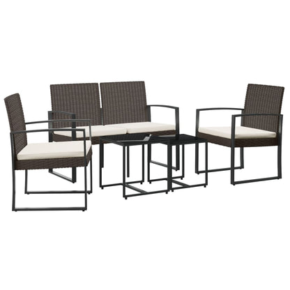 vidaXL Patio Dining Set 5 Pcs Outdoor Table and Chair with Cushions PP Rattan-2