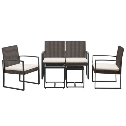 vidaXL Patio Dining Set 5 Pcs Outdoor Table and Chair with Cushions PP Rattan-1