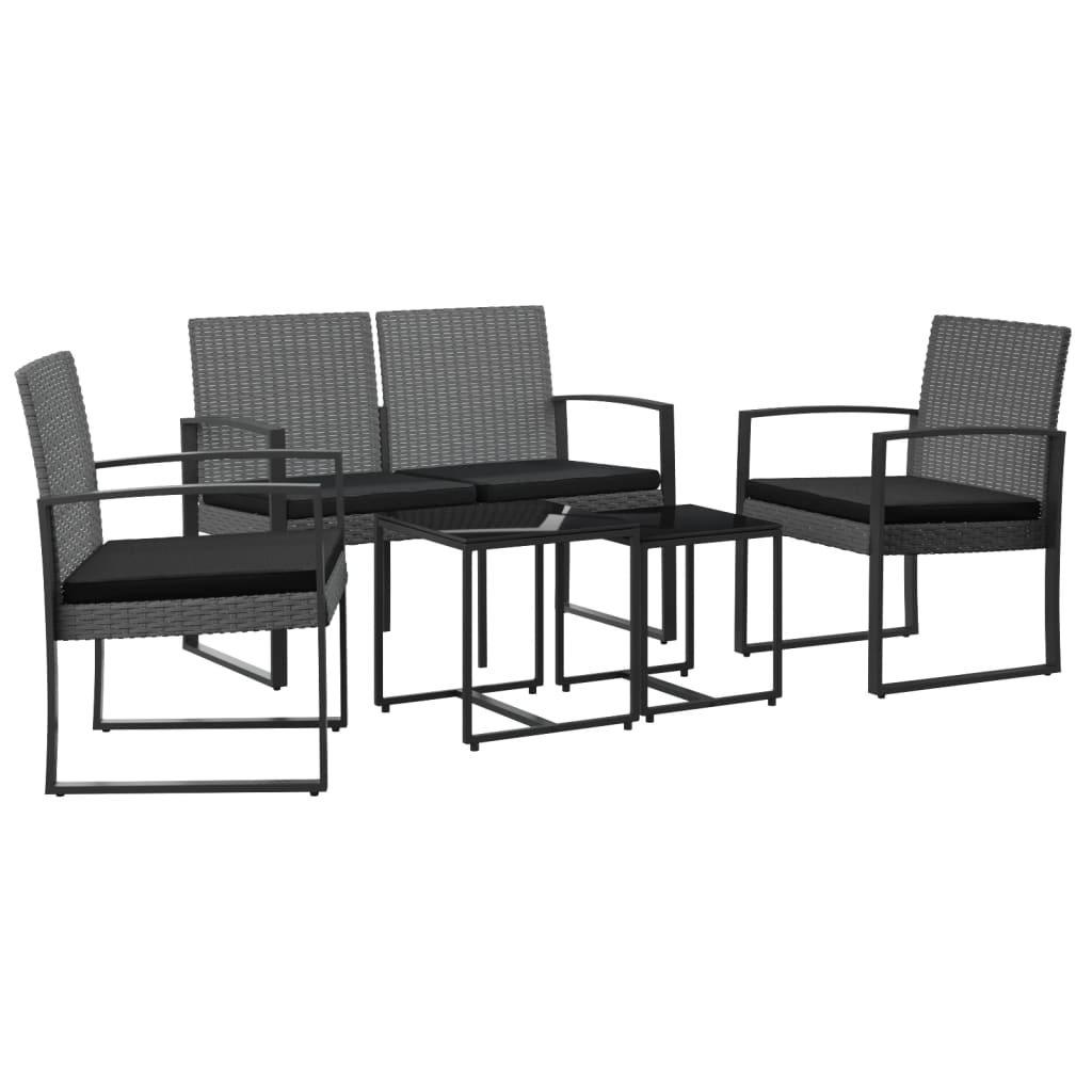 vidaXL Patio Dining Set 5 Pcs Outdoor Table and Chair with Cushions PP Rattan-4