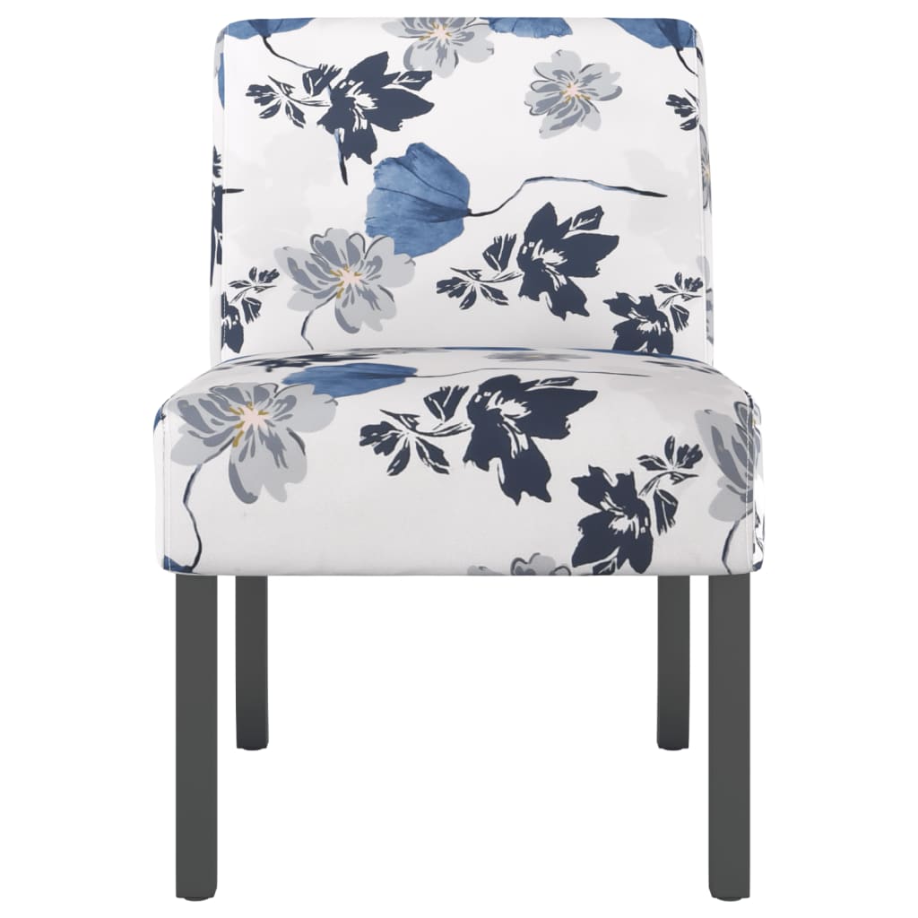 vidaXL Slipper Chair Blue Flower Fabric-1