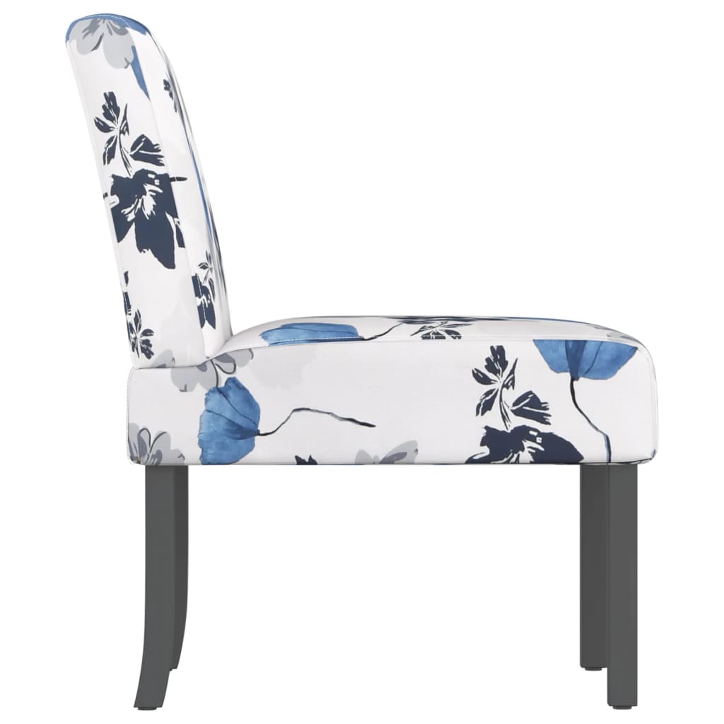 vidaXL Slipper Chair Blue Flower Fabric-2