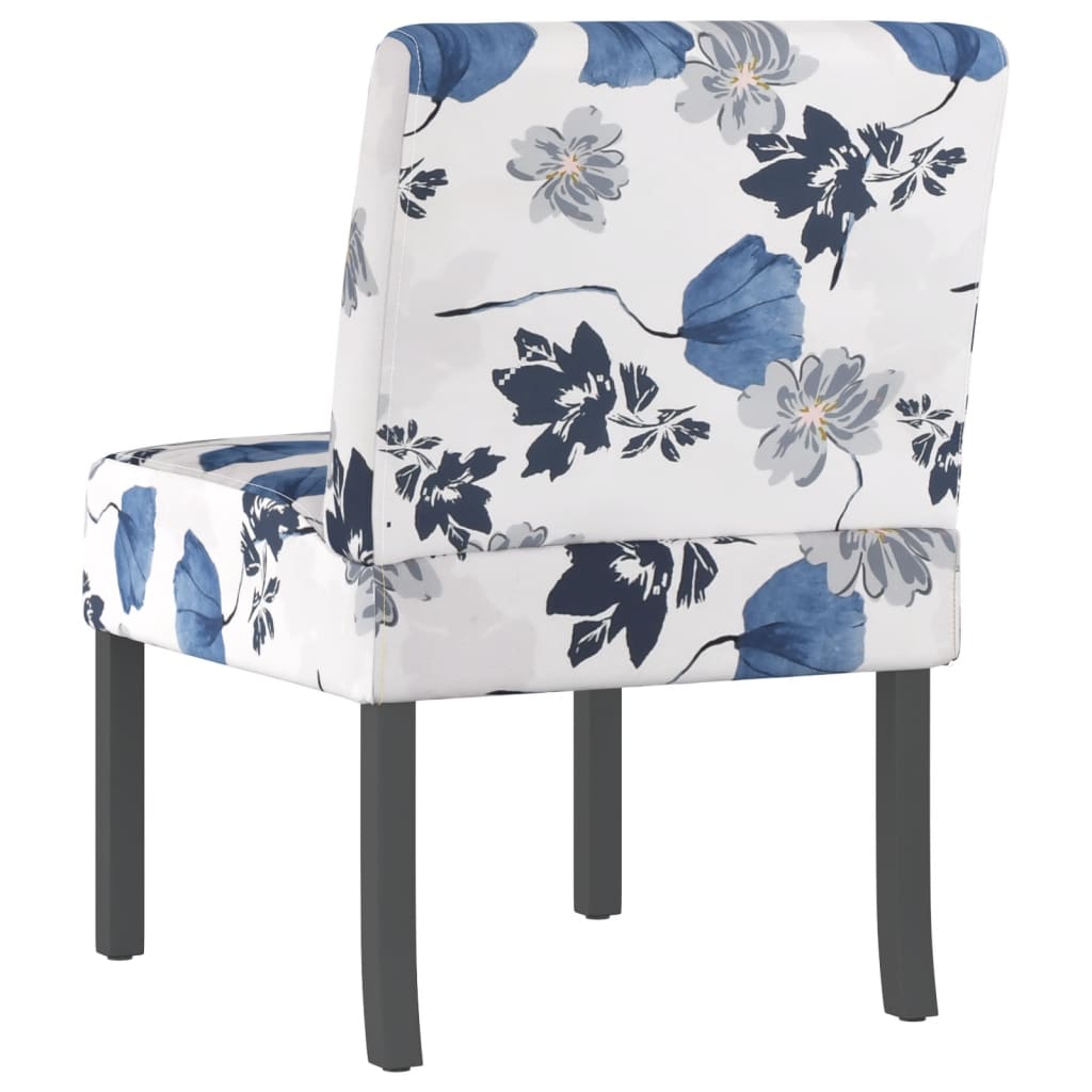 vidaXL Slipper Chair Blue Flower Fabric-3