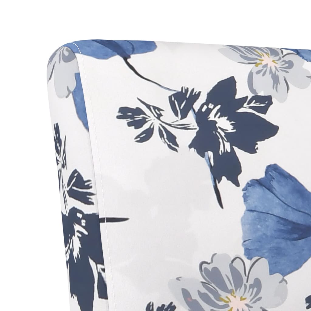 vidaXL Slipper Chair Blue Flower Fabric-4