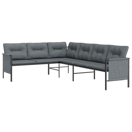vidaXL Patio Furniture Outdoor Sectional Sofa Anthracite Steel and Textilene-0