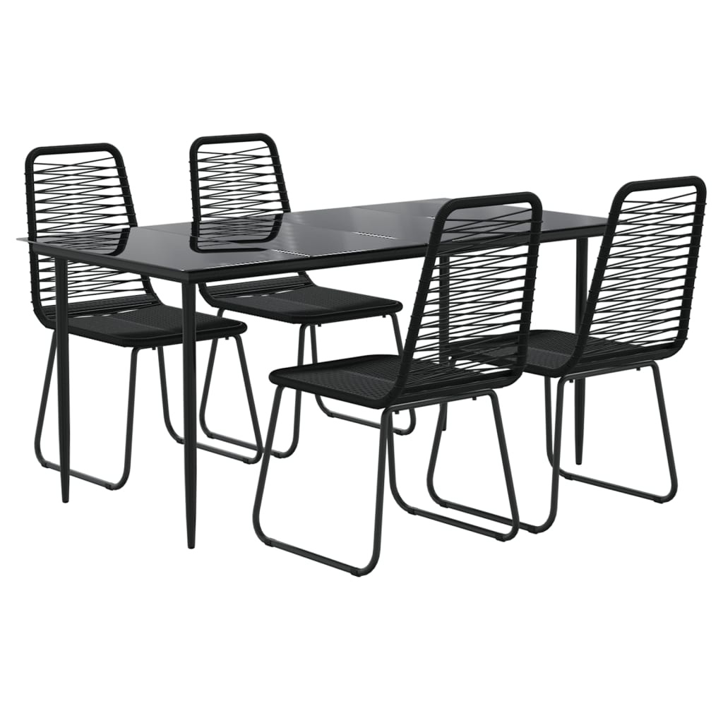 vidaXL Patio Dining Set Outdoor Dining Set Garden Table and Chair Set Black-4