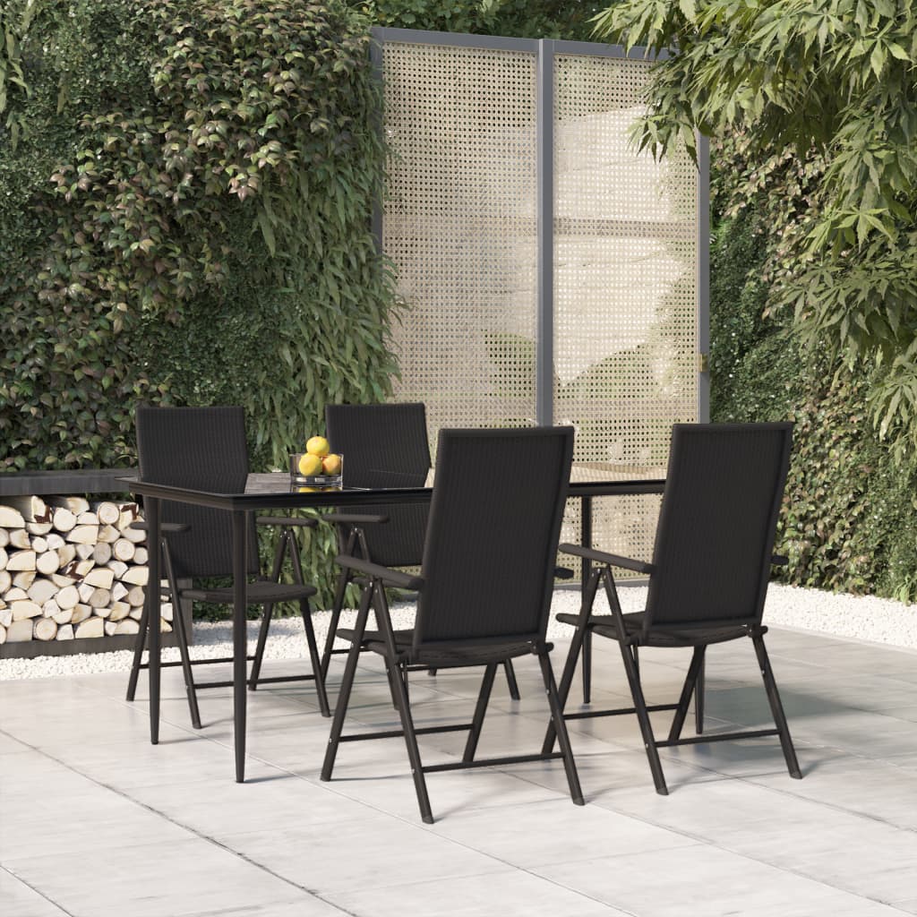 vidaXL Patio Dining Set Black Outdoor Furniture 3/5/7/9 Piece Multi Sizes-11