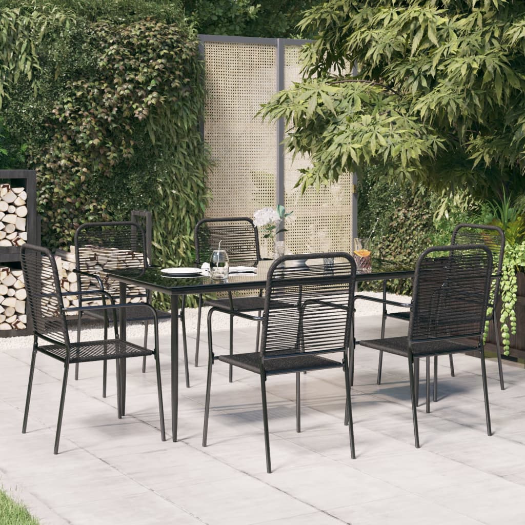 vidaXL Patio Dining Set Outdoor Dining Set Garden Table and Chair Set Black-11