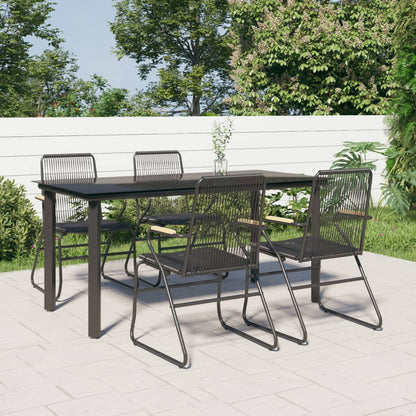 vidaXL Patio Dining Set Conversation Set with Coffee Table Black PVC Rattan-10