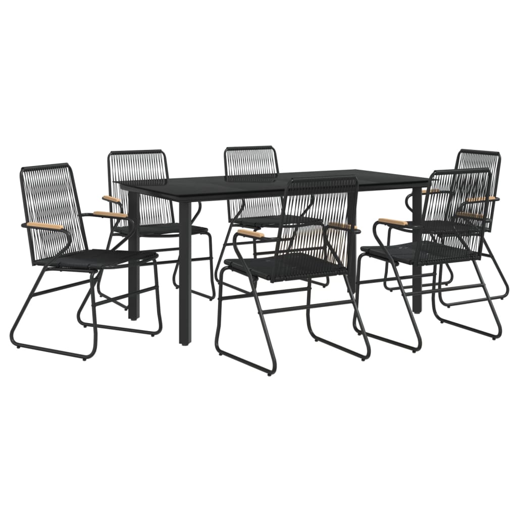 vidaXL Patio Dining Set Conversation Set with Coffee Table Black PVC Rattan-0