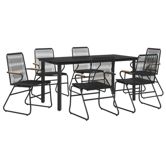vidaXL Patio Dining Set Conversation Set with Coffee Table Black PVC Rattan-0