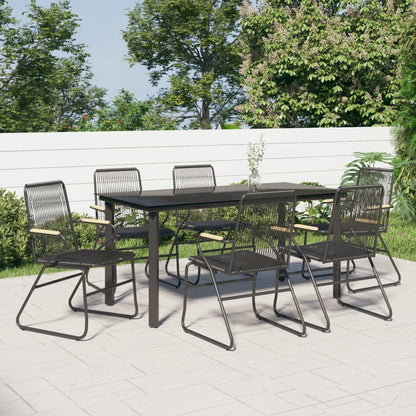vidaXL Patio Dining Set Conversation Set with Coffee Table Black PVC Rattan-9