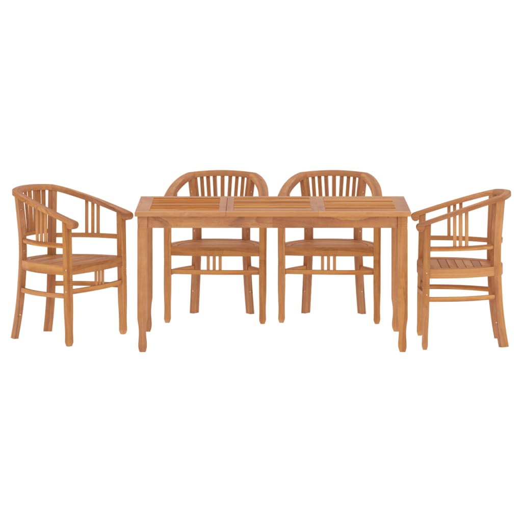 vidaXL Patio Dining Set Outdoor Table and Chair Furniture Solid Wood Teak-0