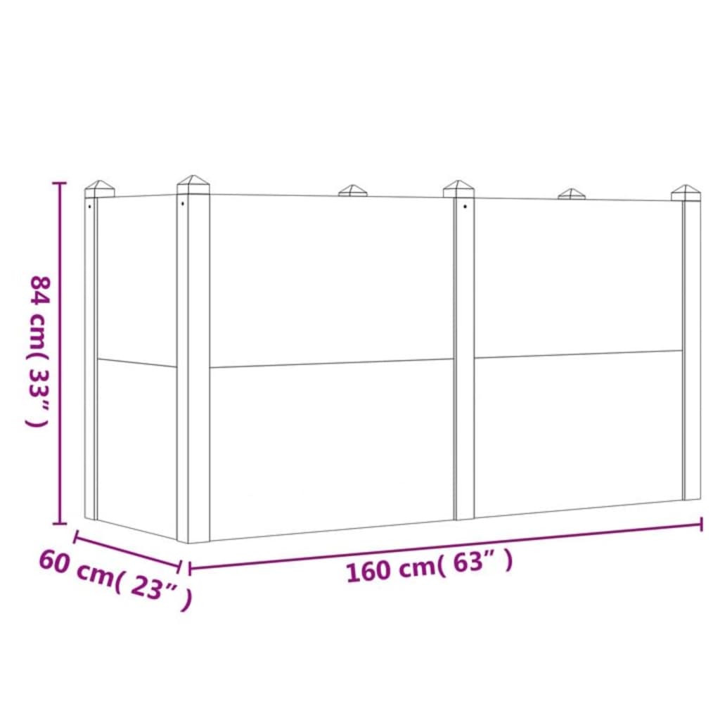 vidaXL Garden Raised Bed 63"x23.6"x33.1" Solid Wood Acacia-4